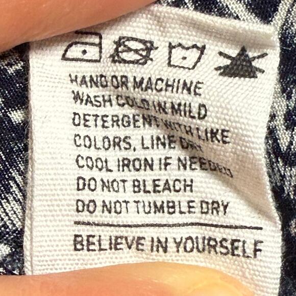 Bridge & Burn Women's M Blue White Geometric Rayon Shirt Dress Pockets - Picture 6 of 7